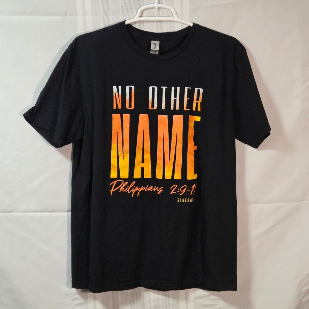Gildan T-Shirt Mens M Black No Other Name Philippians 2:9-11 Graphic Tee Cotton